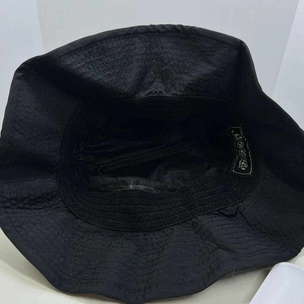 Vintage Signature Multiguard Bucket Hat Black Nylon Hidden Zip Pocket Outdoor